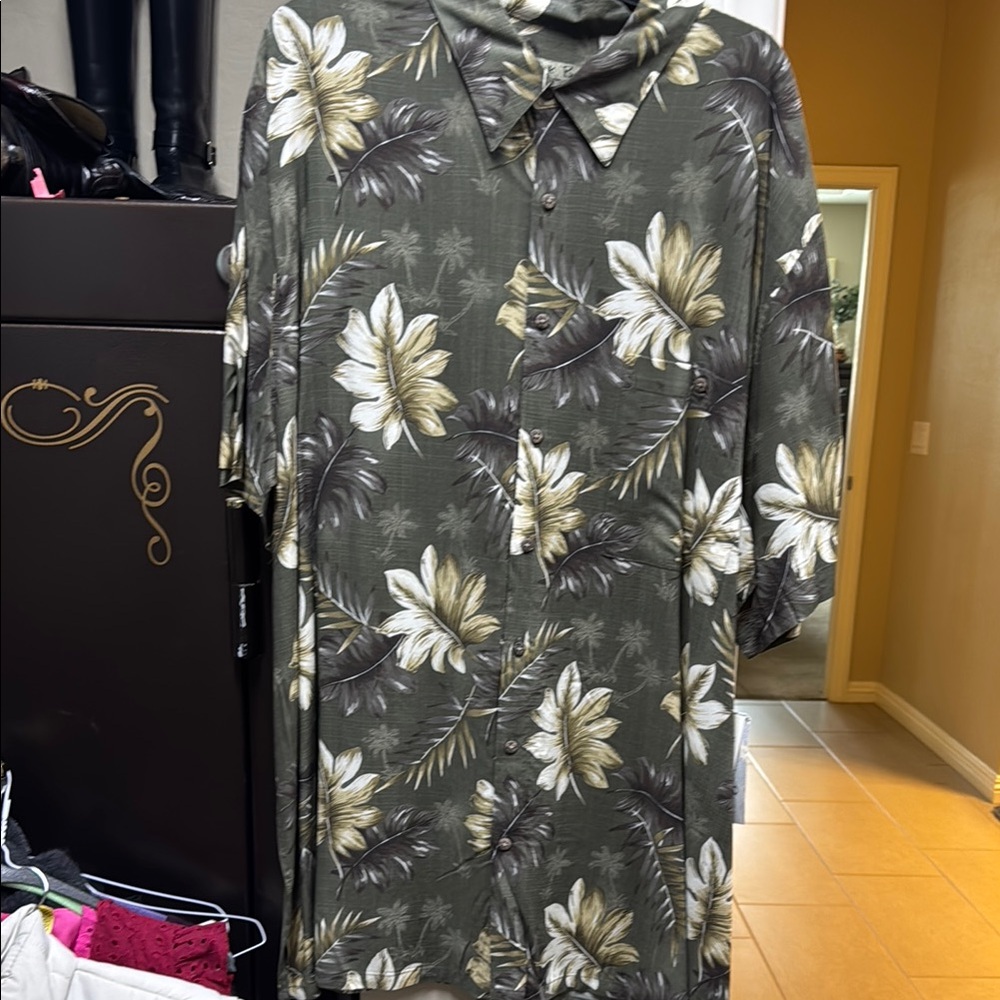 Floral Green Casual Button Down Shirt